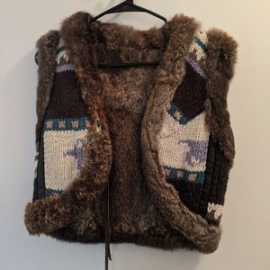 Vintage Rabbit fur and knit vest
